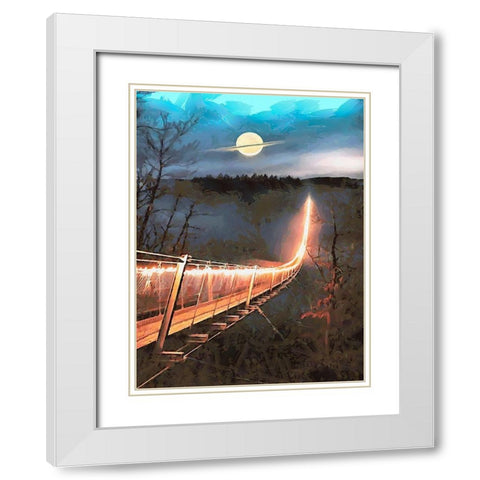 Light Bridge White Modern Wood Framed Art Print with Double Matting by Medeiros, Celito