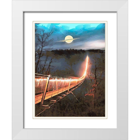 Light Bridge White Modern Wood Framed Art Print with Double Matting by Medeiros, Celito