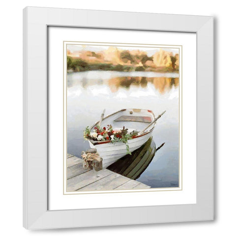 A Boat with Flowers White Modern Wood Framed Art Print with Double Matting by Medeiros, Celito