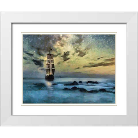 Winter Sky over the Sail White Modern Wood Framed Art Print with Double Matting by Medeiros, Celito
