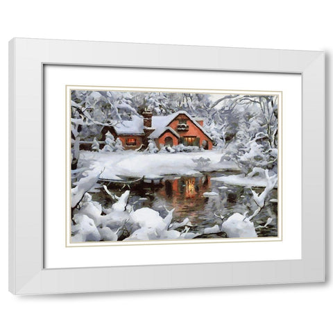 A Winter Fairy Tale White Modern Wood Framed Art Print with Double Matting by Medeiros, Celito