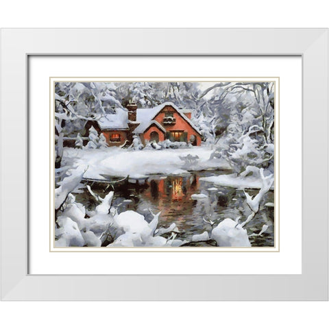 A Winter Fairy Tale White Modern Wood Framed Art Print with Double Matting by Medeiros, Celito