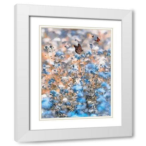 Butterflies White Modern Wood Framed Art Print with Double Matting by Medeiros, Celito