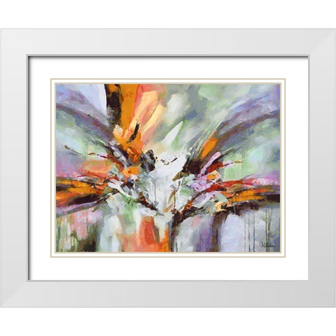 Mood of Abstraction IX White Modern Wood Framed Art Print with Double Matting by Medeiros, Celito