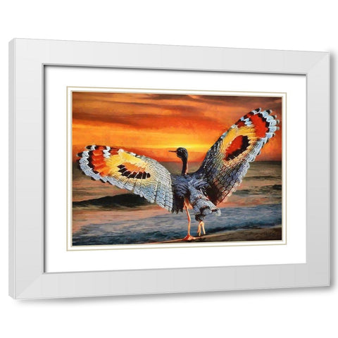 Bird with Butterly Wings White Modern Wood Framed Art Print with Double Matting by Medeiros, Celito