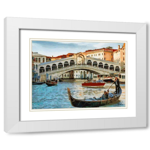 Ponte Rialto II White Modern Wood Framed Art Print with Double Matting by Medeiros, Celito