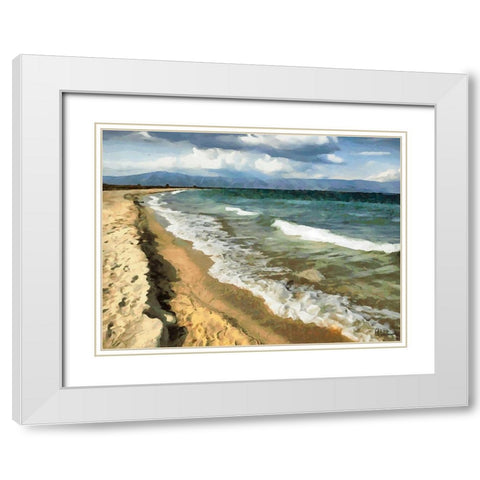 Sandy Beach White Modern Wood Framed Art Print with Double Matting by Medeiros, Celito