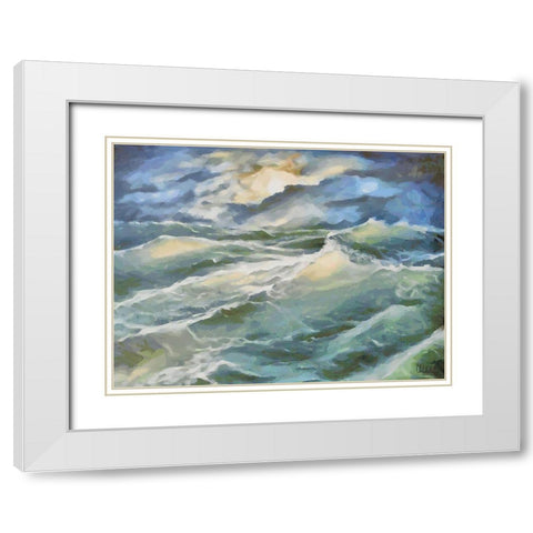Waves in Storm I White Modern Wood Framed Art Print with Double Matting by Medeiros, Celito