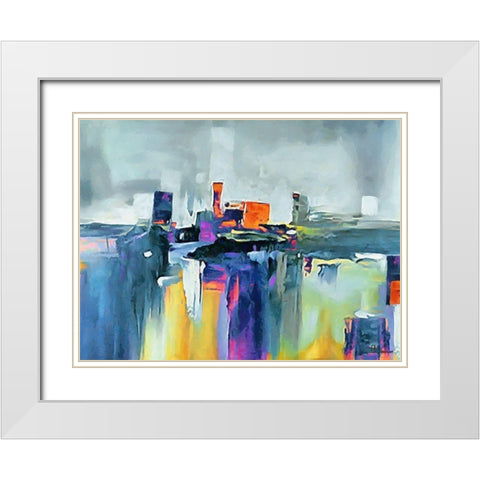 Mood of Abstraction XXII White Modern Wood Framed Art Print with Double Matting by Medeiros, Celito