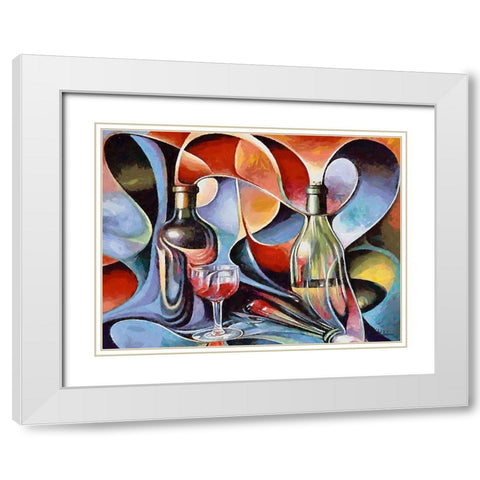Mood of Abstraction XXVIII  White Modern Wood Framed Art Print with Double Matting by Medeiros, Celito