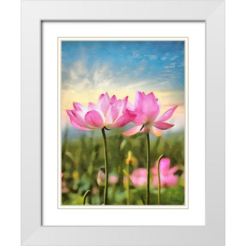 Watter Lilly IV White Modern Wood Framed Art Print with Double Matting by Medeiros, Celito