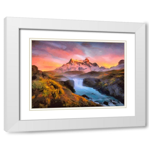 Watterfall Collection II White Modern Wood Framed Art Print with Double Matting by Medeiros, Celito