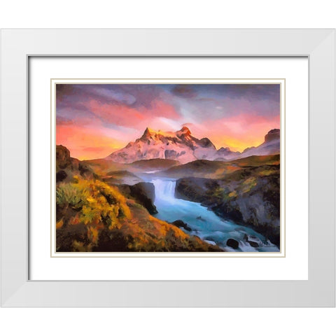 Watterfall Collection II White Modern Wood Framed Art Print with Double Matting by Medeiros, Celito