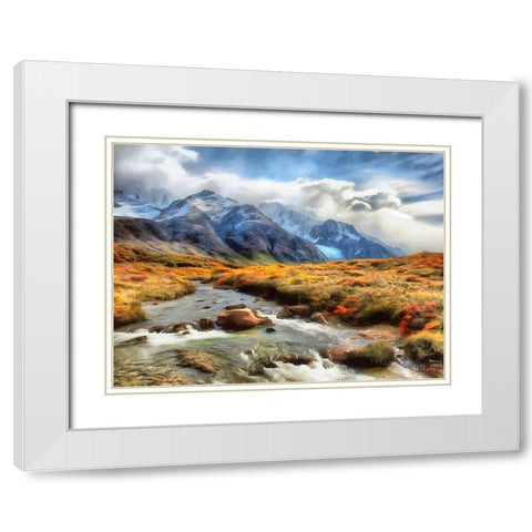 Watterfall Collection III White Modern Wood Framed Art Print with Double Matting by Medeiros, Celito