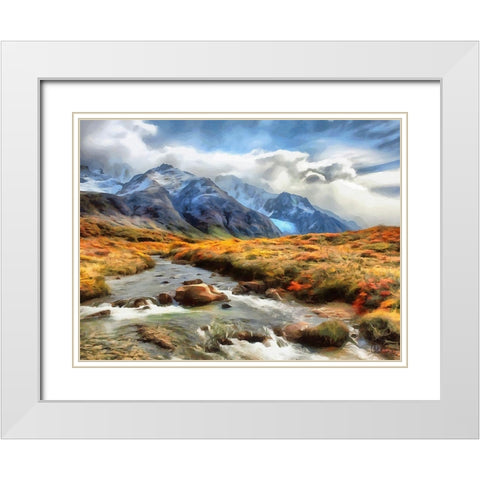 Watterfall Collection III White Modern Wood Framed Art Print with Double Matting by Medeiros, Celito