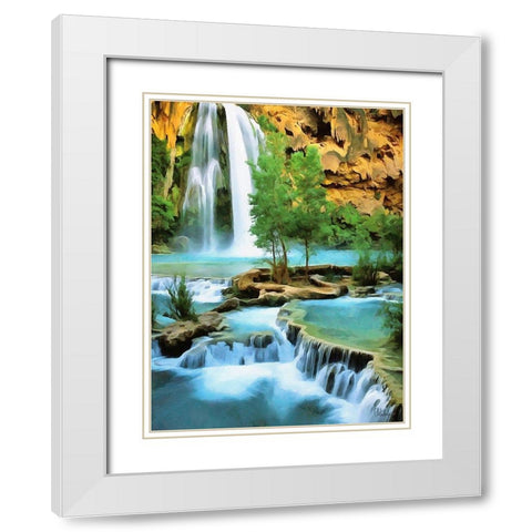 Watterfall Collection IV White Modern Wood Framed Art Print with Double Matting by Medeiros, Celito