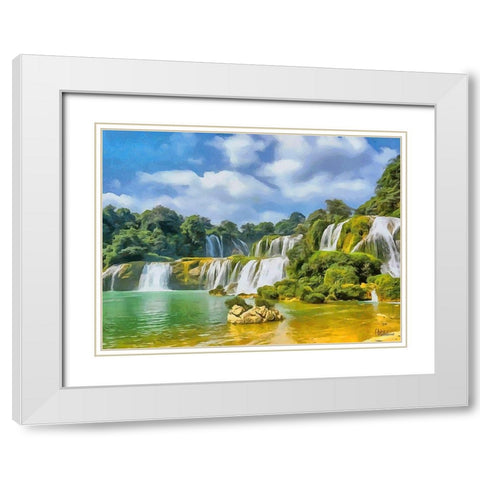 Watterfall Collection VI White Modern Wood Framed Art Print with Double Matting by Medeiros, Celito