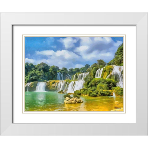 Watterfall Collection VI White Modern Wood Framed Art Print with Double Matting by Medeiros, Celito