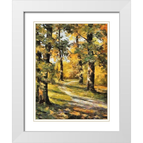 Way in Forest I White Modern Wood Framed Art Print with Double Matting by Medeiros, Celito