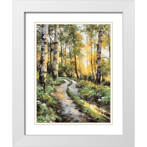 Way in Forest II White Modern Wood Framed Art Print with Double Matting by Medeiros, Celito