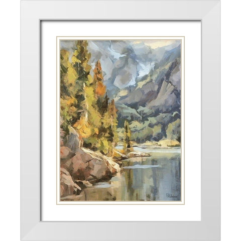 Lake in the Mountains White Modern Wood Framed Art Print with Double Matting by Medeiros, Celito