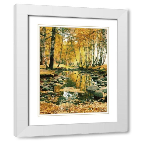River in the Forest II White Modern Wood Framed Art Print with Double Matting by Medeiros, Celito