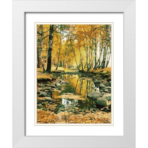 River in the Forest II White Modern Wood Framed Art Print with Double Matting by Medeiros, Celito