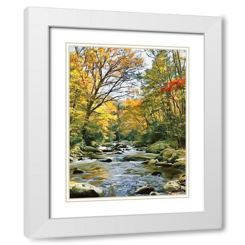 River in the Forest III White Modern Wood Framed Art Print with Double Matting by Medeiros, Celito