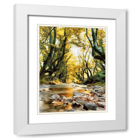 River in the Forest IV White Modern Wood Framed Art Print with Double Matting by Medeiros, Celito