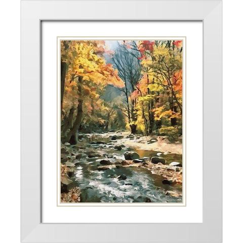 River in the Forest V White Modern Wood Framed Art Print with Double Matting by Medeiros, Celito