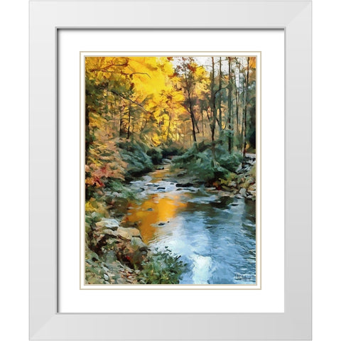 River in the Forest VI White Modern Wood Framed Art Print with Double Matting by Medeiros, Celito