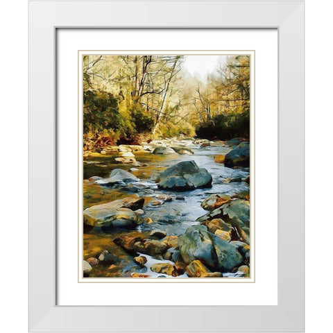 River in the Forest VII White Modern Wood Framed Art Print with Double Matting by Medeiros, Celito