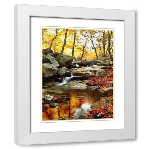 River in the Forest IX White Modern Wood Framed Art Print with Double Matting by Medeiros, Celito