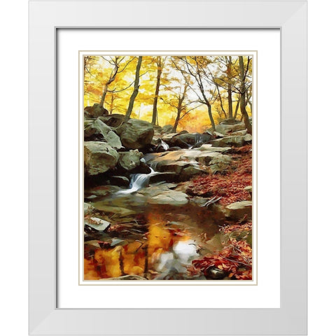 River in the Forest IX White Modern Wood Framed Art Print with Double Matting by Medeiros, Celito