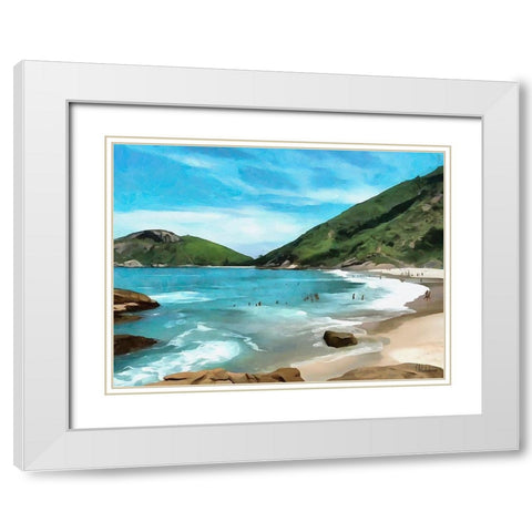 Tropical Bay I White Modern Wood Framed Art Print with Double Matting by Medeiros, Celito