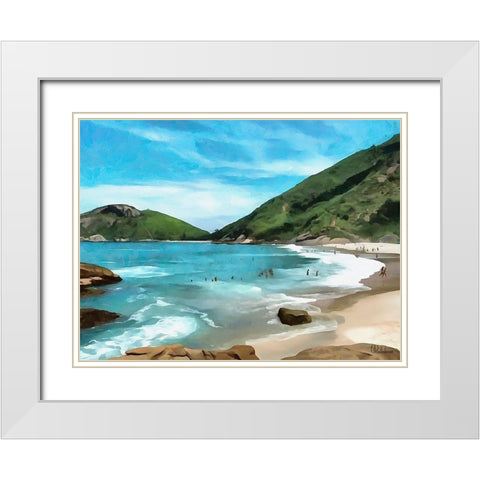 Tropical Bay I White Modern Wood Framed Art Print with Double Matting by Medeiros, Celito