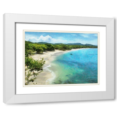 Tropical Bay II White Modern Wood Framed Art Print with Double Matting by Medeiros, Celito