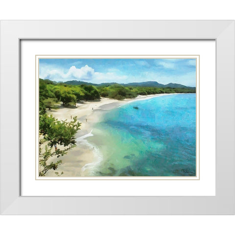 Tropical Bay II White Modern Wood Framed Art Print with Double Matting by Medeiros, Celito