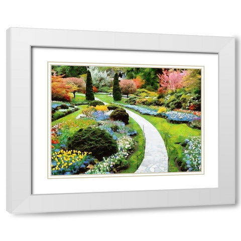 Beautiful Garden II White Modern Wood Framed Art Print with Double Matting by Medeiros, Celito
