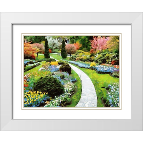 Beautiful Garden II White Modern Wood Framed Art Print with Double Matting by Medeiros, Celito