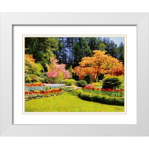 Beautiful Garden V White Modern Wood Framed Art Print with Double Matting by Medeiros, Celito
