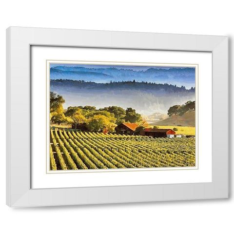 Wineyards White Modern Wood Framed Art Print with Double Matting by Medeiros, Celito