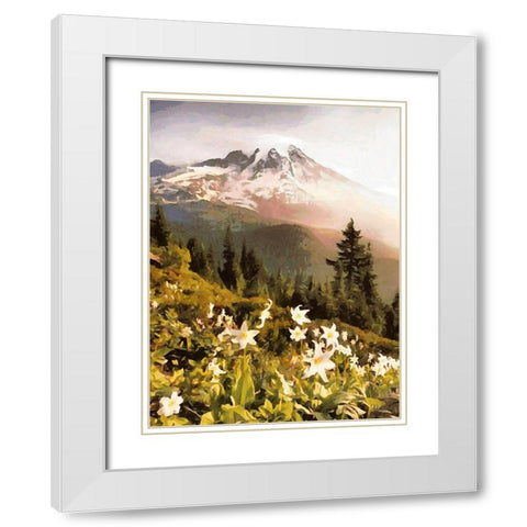 White Flowers in the Alps White Modern Wood Framed Art Print with Double Matting by Medeiros, Celito
