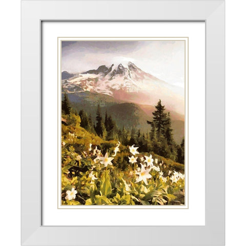 White Flowers in the Alps White Modern Wood Framed Art Print with Double Matting by Medeiros, Celito