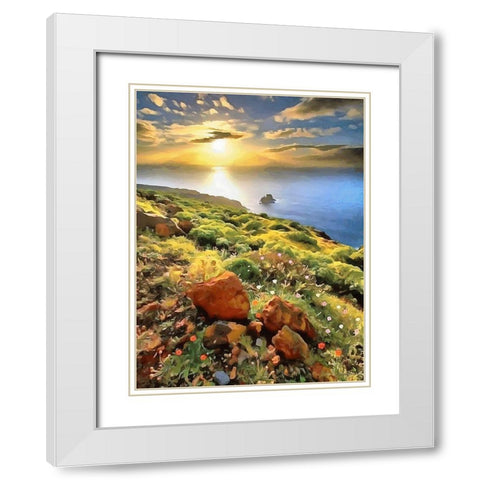 Romantic Sunset over the Shore White Modern Wood Framed Art Print with Double Matting by Medeiros, Celito