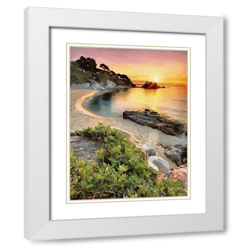 Romantic sunset over the Sandbeach White Modern Wood Framed Art Print with Double Matting by Medeiros, Celito