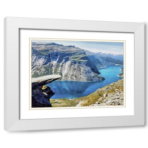 Fjord in Norway White Modern Wood Framed Art Print with Double Matting by Medeiros, Celito
