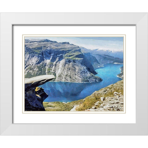 Fjord in Norway White Modern Wood Framed Art Print with Double Matting by Medeiros, Celito