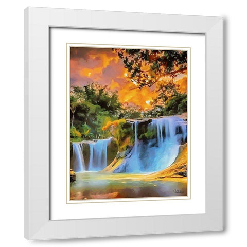 Amazing Watterfall I White Modern Wood Framed Art Print with Double Matting by Medeiros, Celito