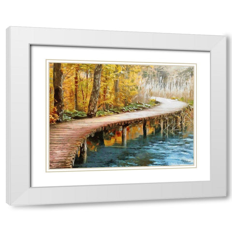 Walkway on Wooden Stilts White Modern Wood Framed Art Print with Double Matting by Medeiros, Celito